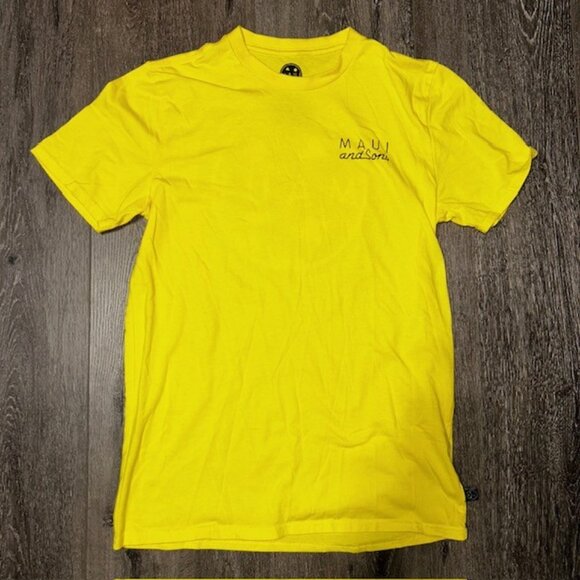 Maui And Sons Big Logo T Shirt Men’s Size M Medium Yellow Made In USA Surfer - Picture 1 of 3